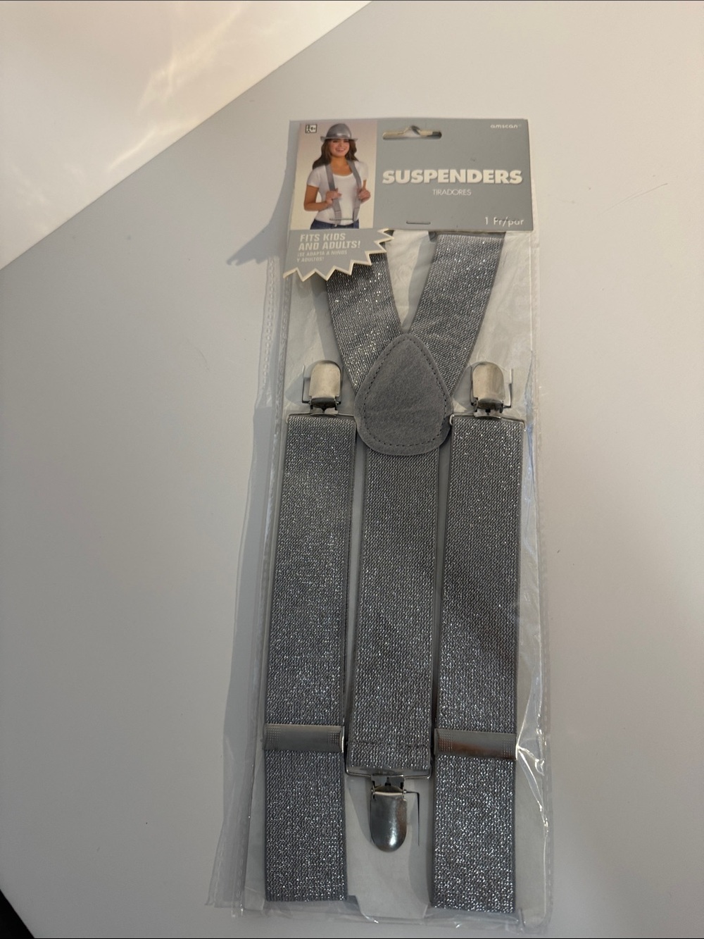 Silver Glitter Suspenders - Stylish Adjustable Accessory